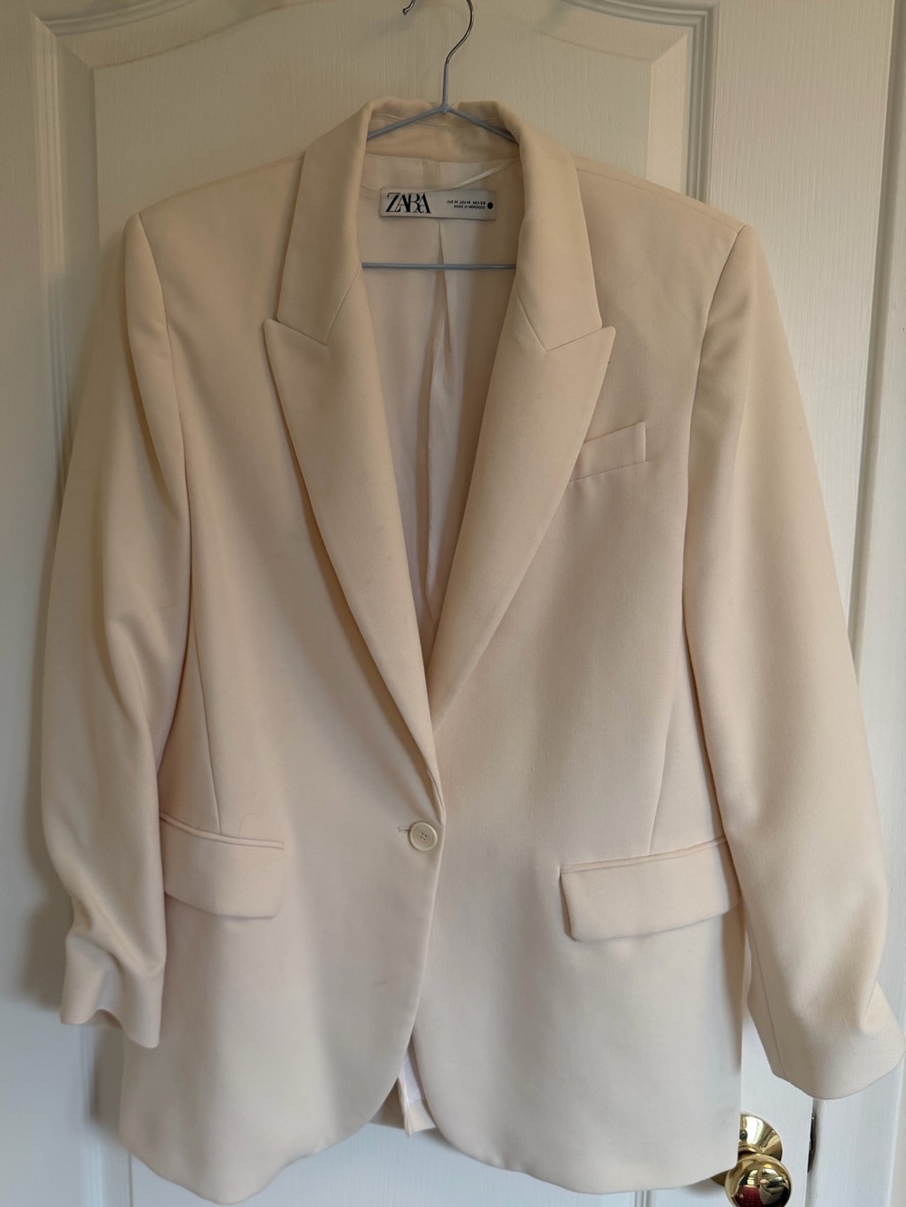 Zara Cream Oversized Single-Breasted Blazer Size M